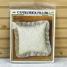 Vintage Candlewick Pillow Kit CW02 Rose Heart 1983 MH Yarns Inc Made in USA