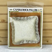 Vintage Candlewick Pillow Kit CW02 Rose Heart 1983 MH Yarns Inc Made in USA
