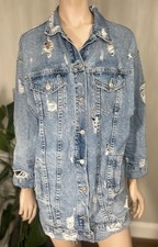 Zara Distressed Denim Jacket Sz M