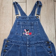 Vintage Mickey Minnie Mouse Disney Denim Bib Overalls Women Blue Y2K Large
