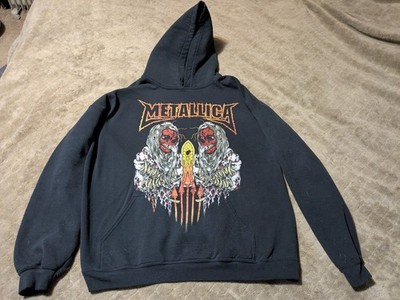 VINTAGE METALLICA FADED BLACK GRAPHIC HOODIE SIZE XL
