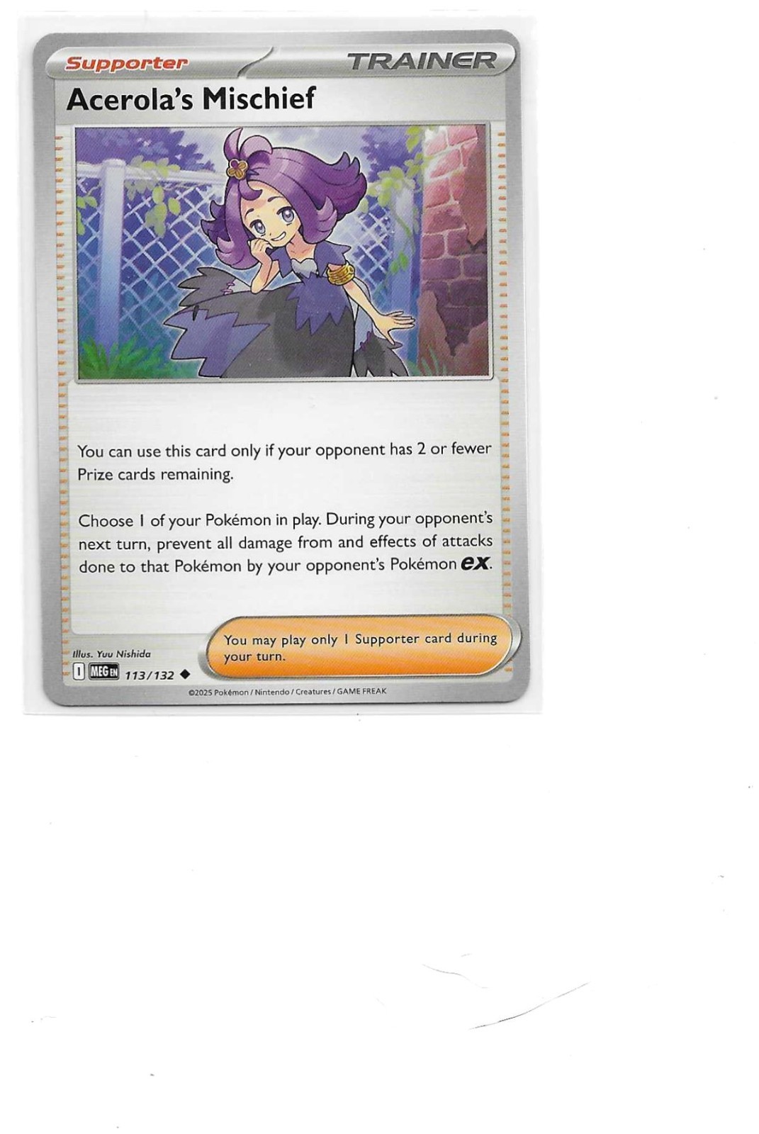 2 Card Minimum Acerola's Mischief 113/132 Me01: Mega Evolution NM Pokémon