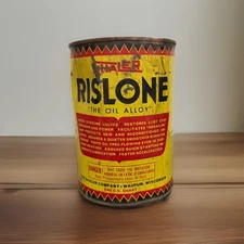 Rare Vintage Shaler Rislone Engine Treatment Quart All Metal Oil Advertising