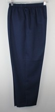ALFRED DUNNER Women's Navy Pull-on Dress Pants SZ 14 Full Elastic Waist Pockets