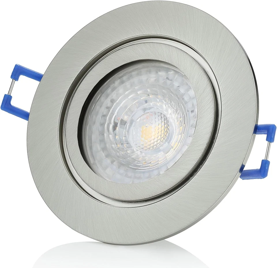 Set Di 6 Faretti Da Incasso IP44, Cromato Spazzolato, GU10, 7 W, 230 V, 3000 K,  - Immagine 3 di 4