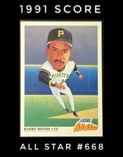 1991 Score DEAD Center #668 Barry Bonds All Star Flawless Grade 10 Cut/Quality💰