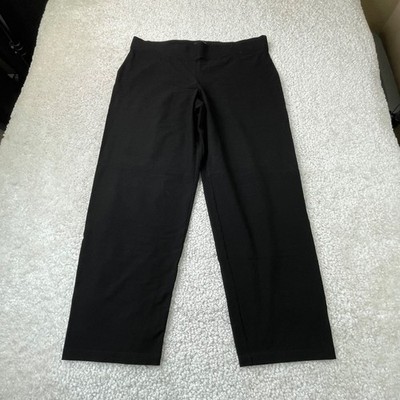 Eileen Fisher Black System Stretch Crepe Straight Pant Full length Womens XL