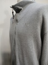 Men's Armani Jeans Zip Up Sweater Fleece Large L Grey Logo
