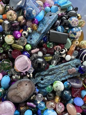 Restposten Edelstein Glas Keramik Perlen bunt 500g verschiedene Formen Größen
