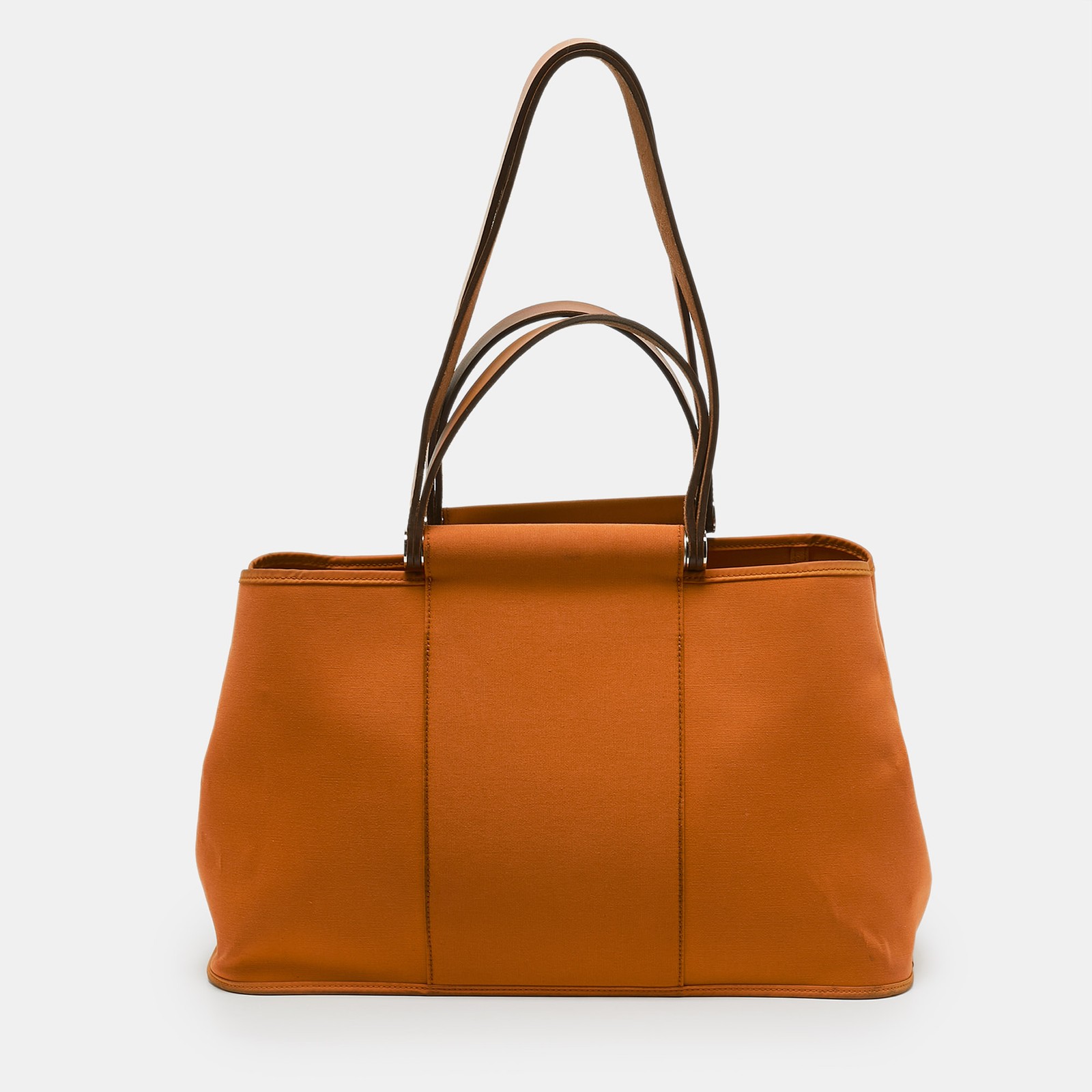 Hermes Orange Cabag Elan Leather and Canvas Tote Bag  