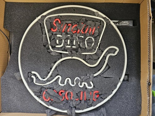 Sinclairs Dino Gasoline Neon Sign Light New! REAL NEON GLASS 15.5" DIM. - Picture 2 of 4