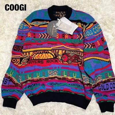 90s COOGI 3D Knit Wool Sweater Australian-made Multi Men Size SS (US S-M) unb...