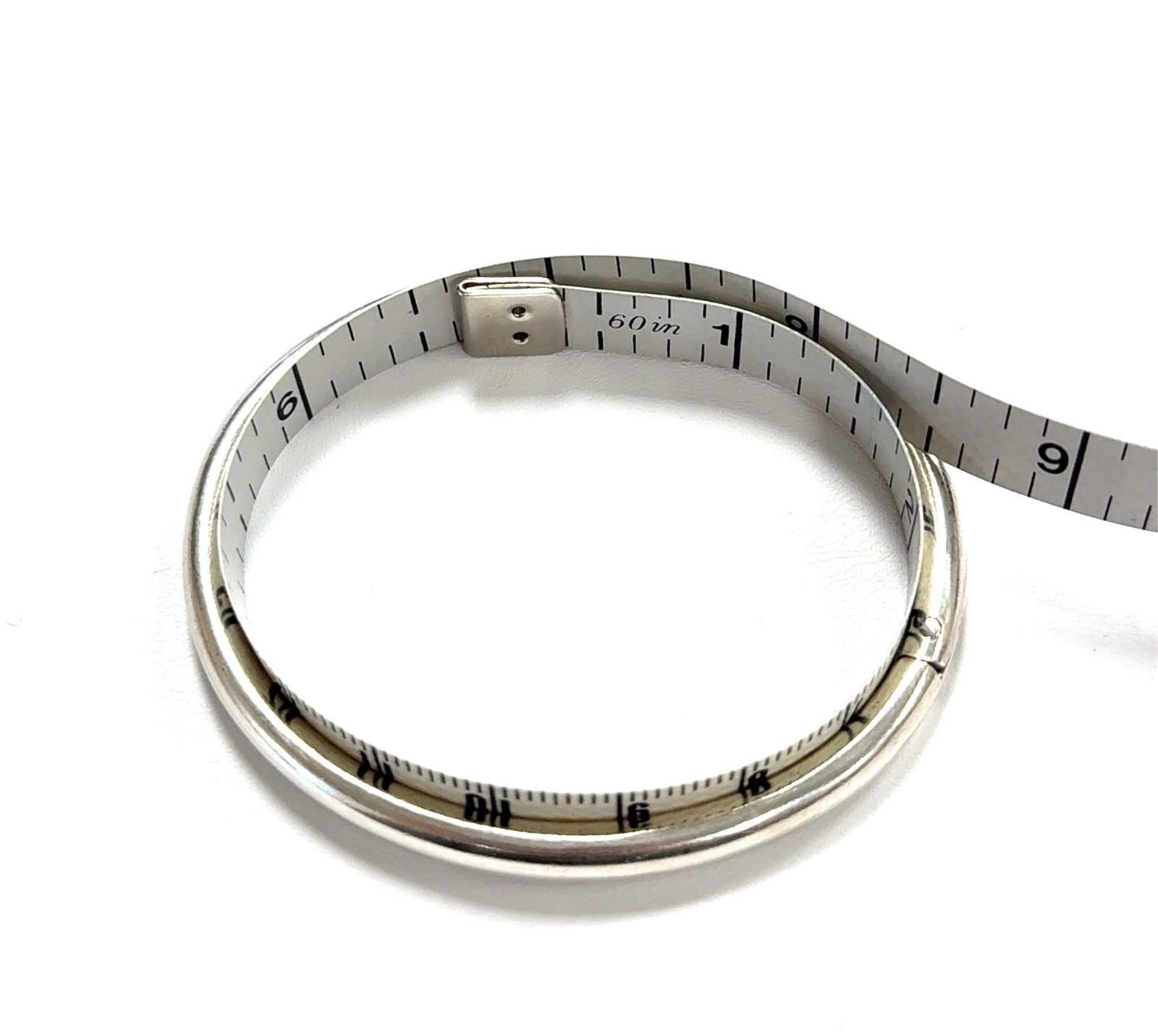 6.75” Solid 900 Silver Hinged Bangle Bracelet 37.… - image 6