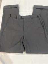 Zanella Pants Men Sz 32 Charcoal Dress Trousers Flat Front Cuffed Made in Italy