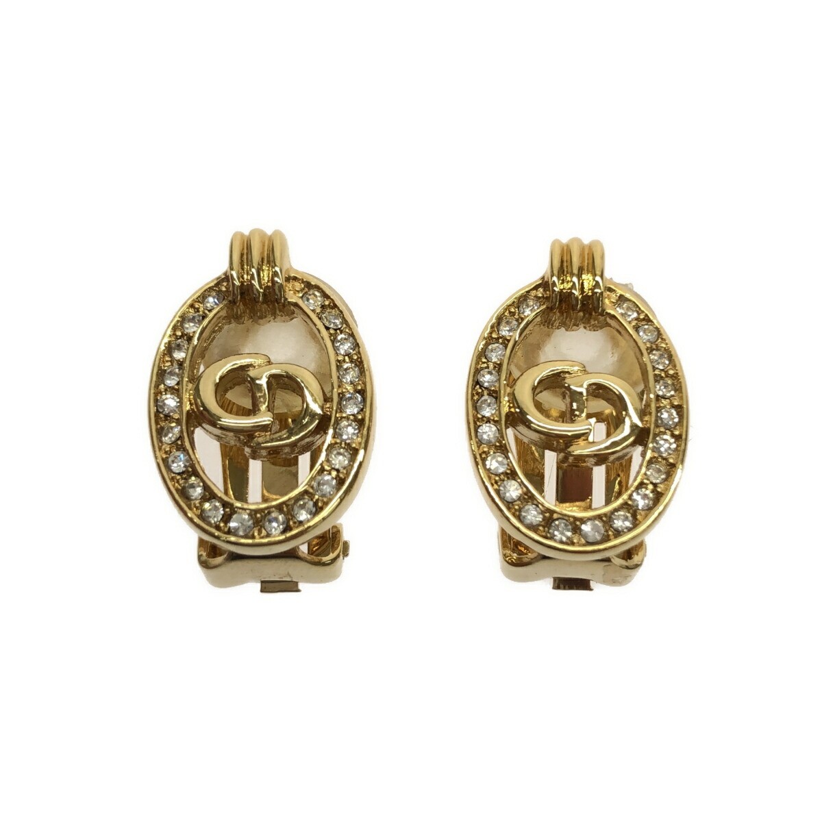 Christian Dior Gold Logo Small Simple Earrings Accessories