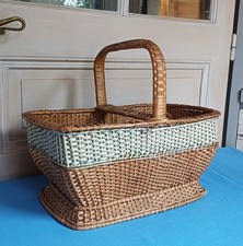 Ancien Panier pique nique rotin osier