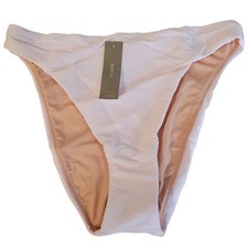 NWT J.Crew Ribbed High Rise Cheeky Bikini Bottom Powder Petal Pink Vacation - S