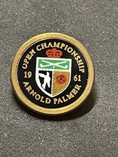 Rare 1961 Open Championship 3/4" Brass Stem Golf Marker - Arnold Palmer Winner!