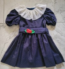 Vintage Jayne Copeland Girls Collared Dress Rose Belt Sz 4