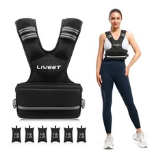 Liveet Adjustable Weighted Vest for Women Men, 11-20lb Weight Vest with 6 Iro...
