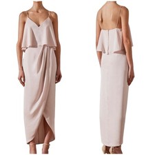 Shona Joy NWT Luxe Cocktail Frill Dress Porcelain Size 6 V-Neck Draped Crossover