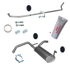 Endschalldämpfer + Mittelrohr + Montagezubehör Auspuff für Toyota Aygo 1.0 12V