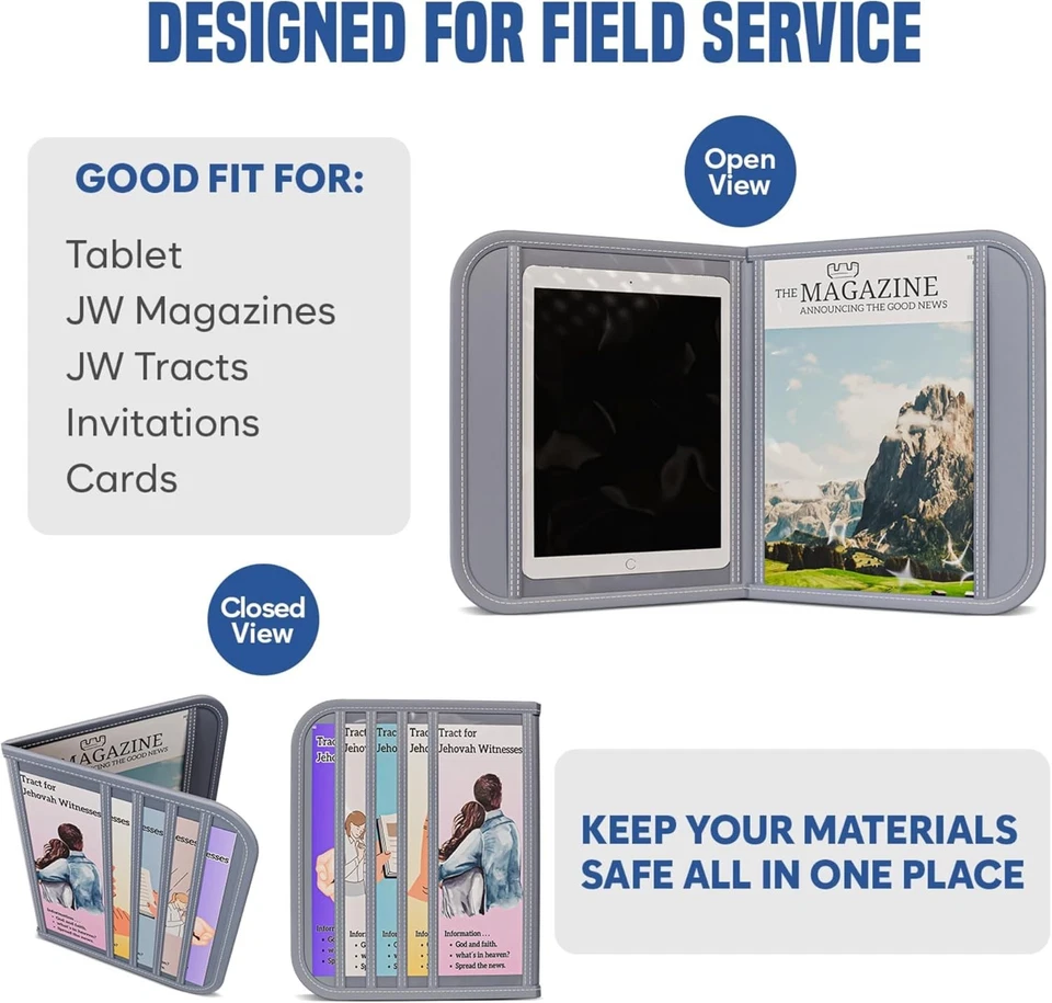 Soporte para revistas y tractos JW, accesorios jw.org, servicio de campo gris oscuro Foto 3 de 4