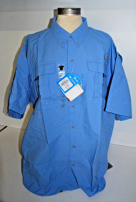 Columbia Men's PFG Bahama II Short Sleeve Shirt, Size Multiple, Color Light Blue