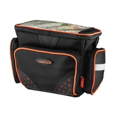 LENKERTASCHE FAHRRAD IBERA BAG SCHWARZ ORANGE BORTE BEFESTIGUNG CLIP