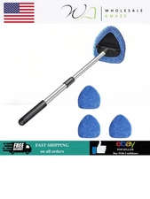 Windshield Cleaner with Extendable Handle Reusable Microfiber Pads • Interior