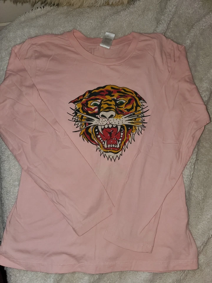 Camiseta Rosa Claro Niñas Talla 10/12 Ed Hardy Tiger L/S. Buen estado Foto 2 de 4