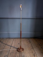 Mid-Century Danish Teak & Brass Floor Lamp, Original, Round Base