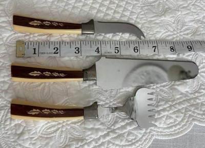 ViNTaGe Regent Sheffield 3 Piece Cheese Knife Fork SET Celluloid Handles England