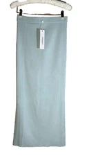 NWT Jonathan Simkhai Midi Skirt Ribbed Knit Archie Medium Salt Water Blue/Green
