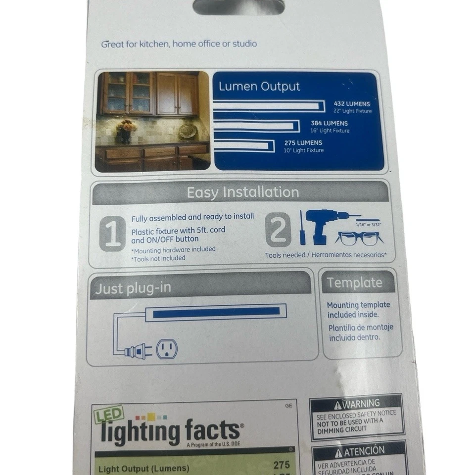 NIB GE LED Under Cabinet Light 10 In 275 Lumen Plug-In Install Slim Modern - Image 4 of 4