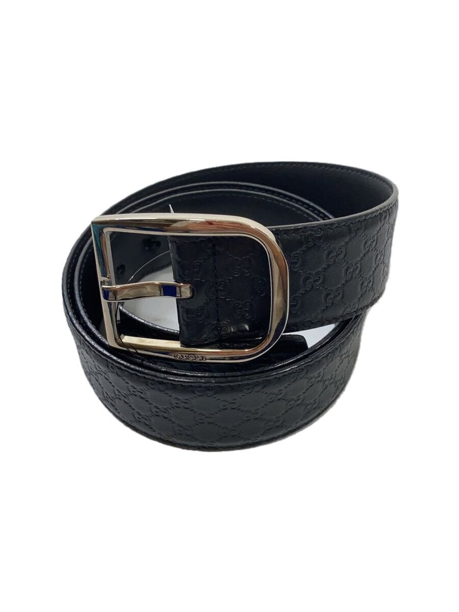 GUCCI Mens Black Solid Leather Belt Style 449716