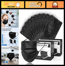 500PCS Black Disposable Face Masks - 3 Ply, Individually Wrapped for Daily Prote