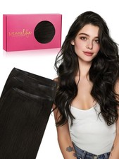 WENNALIFE Genius Weft Tape in Hair Extensions Human Hair 18 Inch 50g Natural Bla