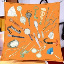 Silk Scarf Women Flowers Print Square Scarves Head Echarpes Wraps Beach Shawl