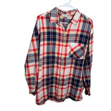 Old Navy Shirt Men's Large Plaid Button Up Collared Long Sleeve Boyfriend