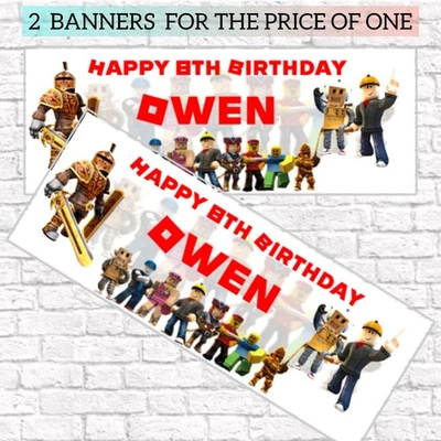 DAILY GIFTS x2 Personalised Roblox Birthday Banner Children Kids Party Decoration