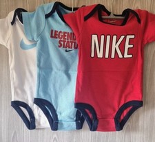 Image of Nike Boys Kids Baby 3-6, 6-9 Months Blue Red White 3 Pack Bodysuits.