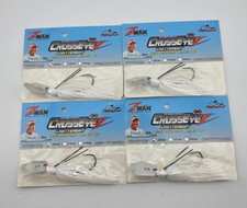(4) Z-Man Cross Eye 3/8 oz Chatterbait Fishing Lures Lot of 4 - Pearl Ghost