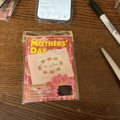 Mother s Day Card. Pink And Flowery. NIP. Cross Stitch Kit.