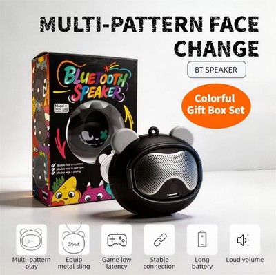 Multi-Pattern Face Change Bear Bluetooth Speaker Mini Portable Wireless BT5.3
