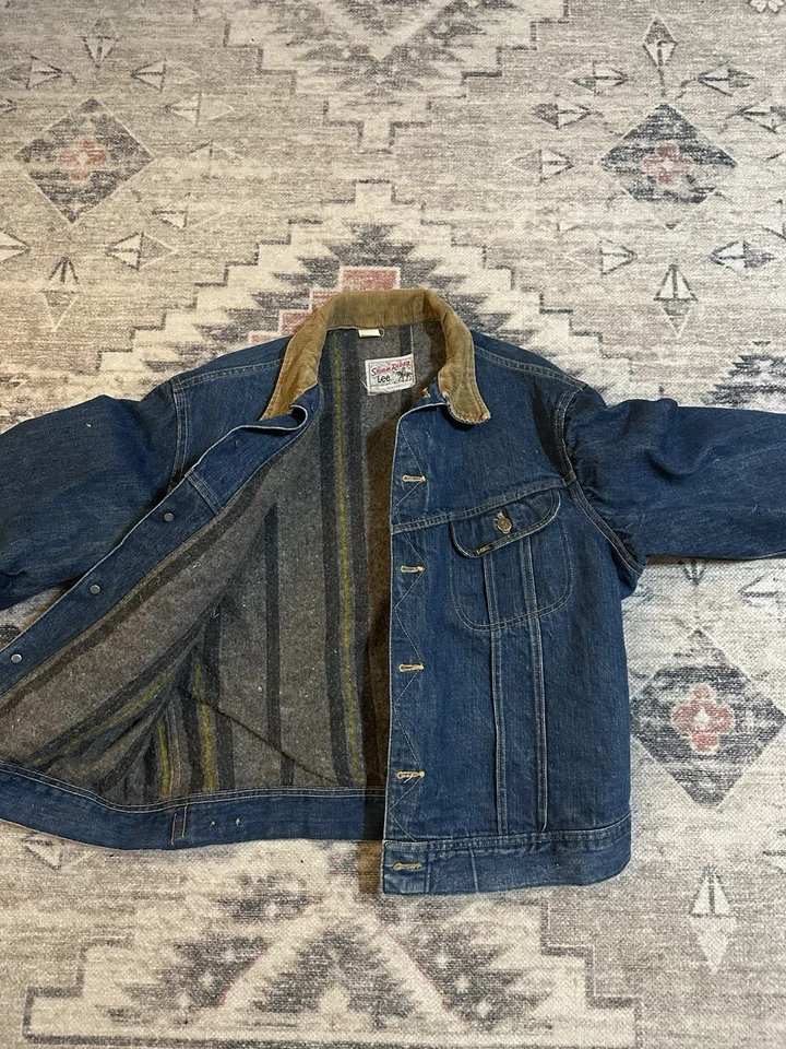 Vintage 70s Lee Storm Rider Blanket Lined Denim Jean Jacket Large 22x26 - Image 2 of 4