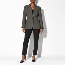90s Vintage Classiques Entier Charcoal Marled 1 Button Blazer Womens 8P Grey