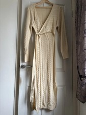 Shein Wrap dress Size Large 12 - 14 Cream Cable Knit BNWOT