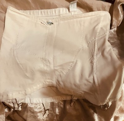 VTG 50s Open Bottom Girdle Garter Belt Xll Ivory Pin Up Shapewear Metal Zipper