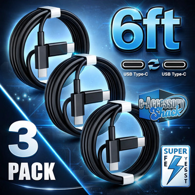 3 Pack 6FT USB-C Charger Cable Fast Charge For Samsung Galaxy S24 S23 S22 S21